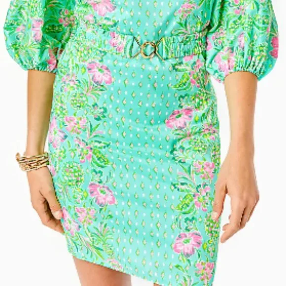 NWT XXS Women's Barbara Sleeved Dress Surf Blue Oh Diamond Girl Engineered
